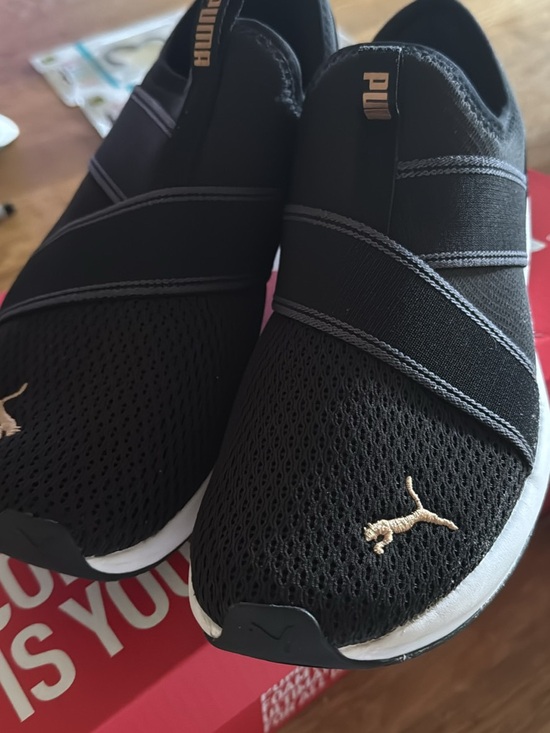 Puma Shoes - Puma Slip-On Mesh SoftRide Athletic Shoes in Black and Gold